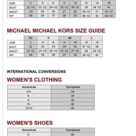 mk shoe size chart.